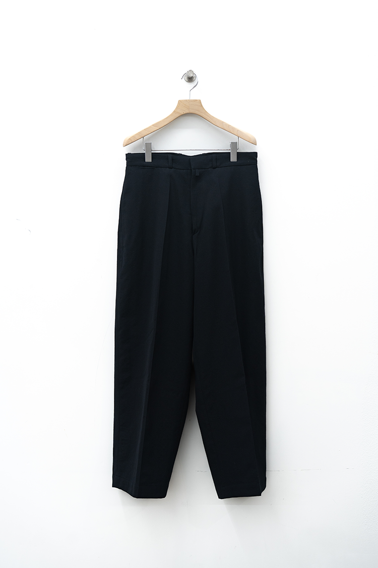 blurhms Wool Gabardine Trousers / BLACK NAVY