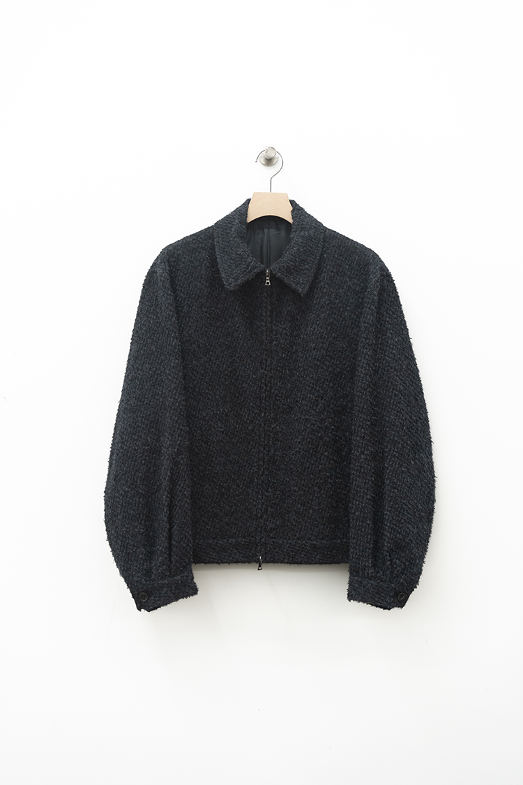 blurhms Brushed Wool Zip Short Jacket / HEATHER CHARCOAL