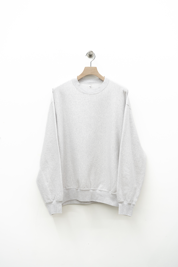 blurhms ROOTSTOCK Soft&Hard Sweat Crew-Neck P/O Wide / HEATHER WHITE