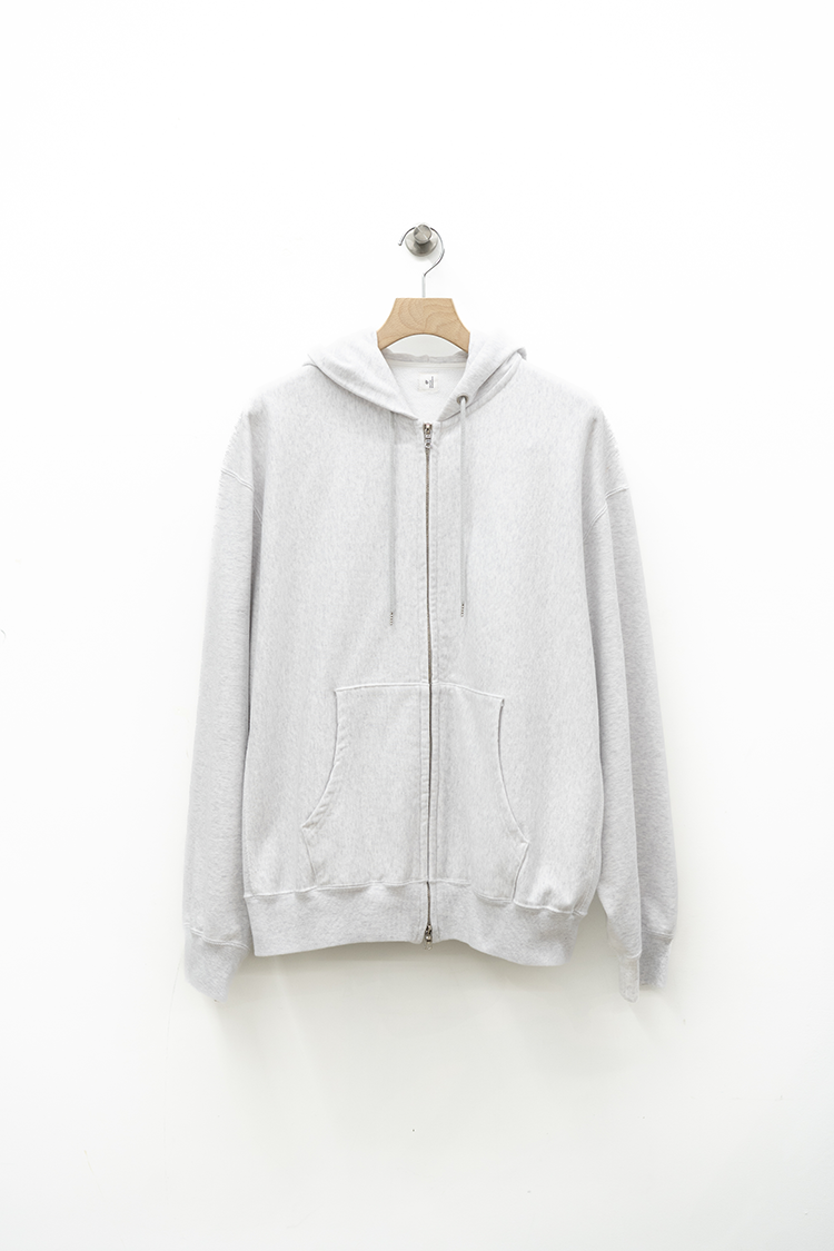 blurhms ROOTSTOCK Soft&Hard Sweat Hoodie Zip Wide / HEATHER WHITE