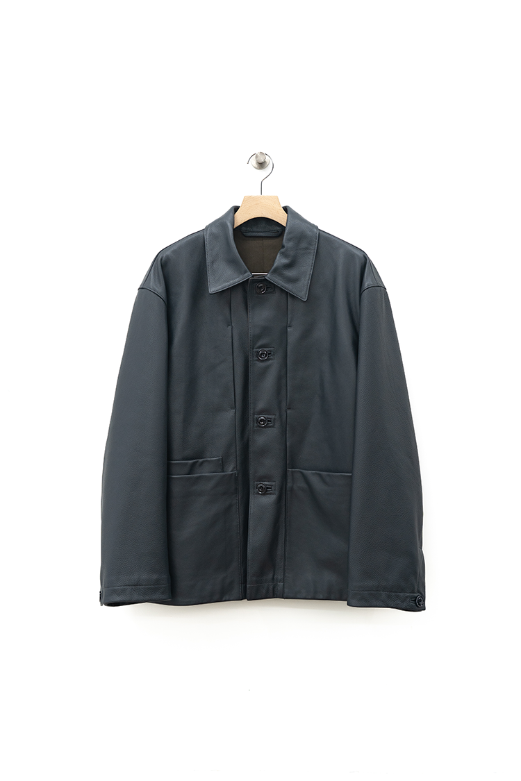 LEMAIRE LEATHER WORKWEAR JACKET / ASPHALT