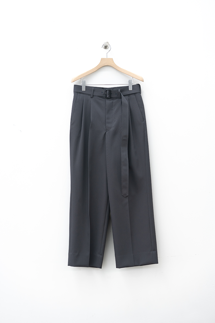 THERERACS THE SLACKS BELTED 2 TUCK / GUNMETAL GRAY