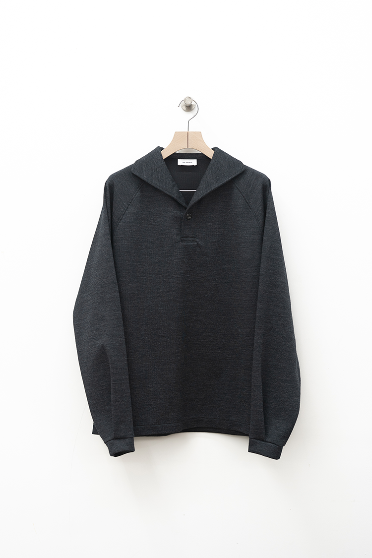 THERERACS RERACS ITALIAN COLLAR RAGLAN POLO SHIRT L/S / CHARCOAL GRAY
