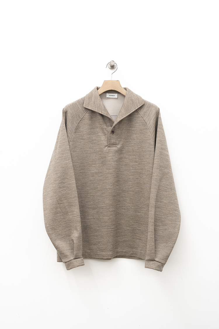 THERERACS RERACS ITALIAN COLLAR RAGLAN POLO SHIRT L/S / GREGE