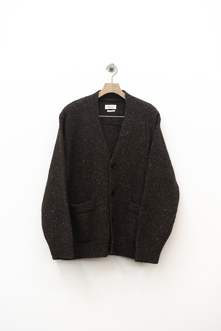 TOAST Donegal Wool V Neck Cardigan / Bark