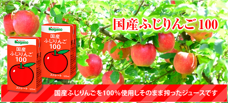 国産ふじりんご100 国産ふじりんごを100%使用しそのまま絞ったジュースです。