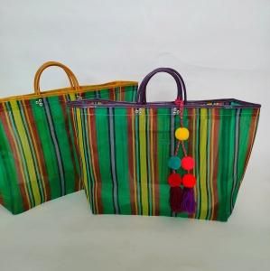 新品 正規品!!  メッシュバッグ メキシコアクセサリー - 【グリーンXパープル】 バッグ