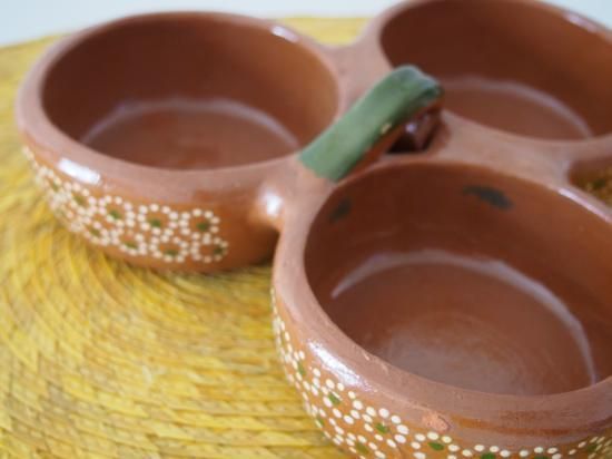 メキシコ トナラ素焼き【サルサ入れ 3連】 - メキシコ