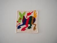 メキシコ　オトミ族刺繍クロス【コースターサイズ⑤】