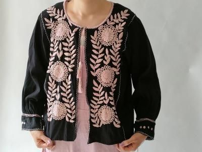 チチネオ_刺繍ノーカラージャケットロング