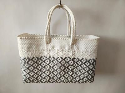 メルカドバック　シルバー　ショートハンドル MERCADO BAG - CROSS LINE - SHORT STYLE - Silver / White