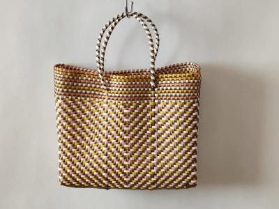 カゴバッグ　ハンドバッグ　ゴールド　花柄　メキシコ雑貨 メルカドバッグ（カゴバッグ） - メキシコアクセサリー＆雑貨