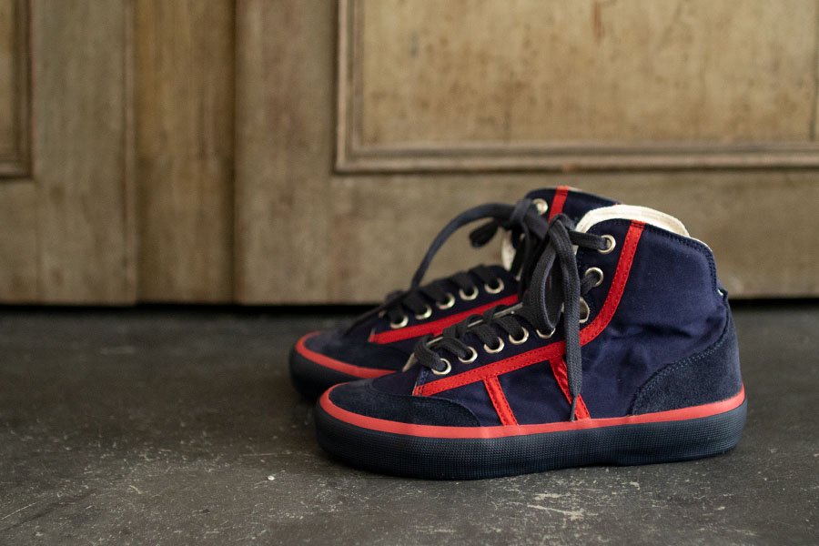 REPRODUCTION OF FOUND  ITALIAN MILITARY TRAINER NAVY×RED