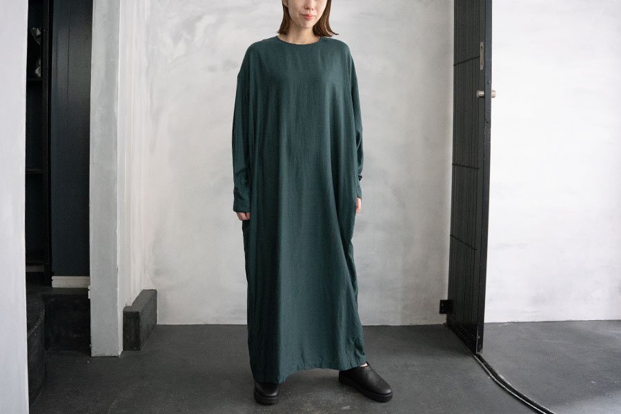 送料＆加工料込 WIRROW cuprocotton crew neck dress mocha