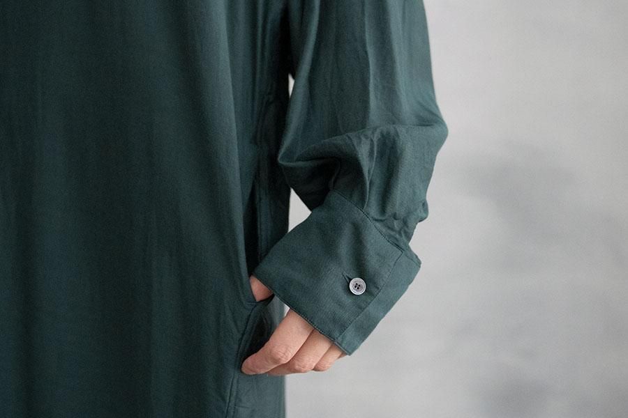 wirrow コットンキュプラ　クルーネックワンピース 緑 WIRROW キュプラコットンクルーネックワンピース