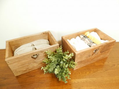 wood heart Box 2piecesColor：teak - ハンドメイドショップ 月家具 -TSUKIKAGU-