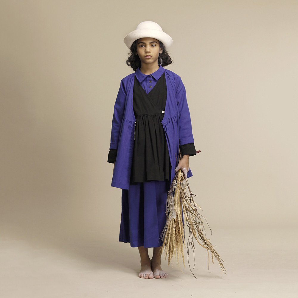 【SALE70%OFF】Little Creative Factory Horizon Dress Blue リトルクリエイティブファクトリー  長袖ワンピース（ブルー） - インポート 輸入 ベビー服 子供服 出産祝い 通販 | vivid LIFE