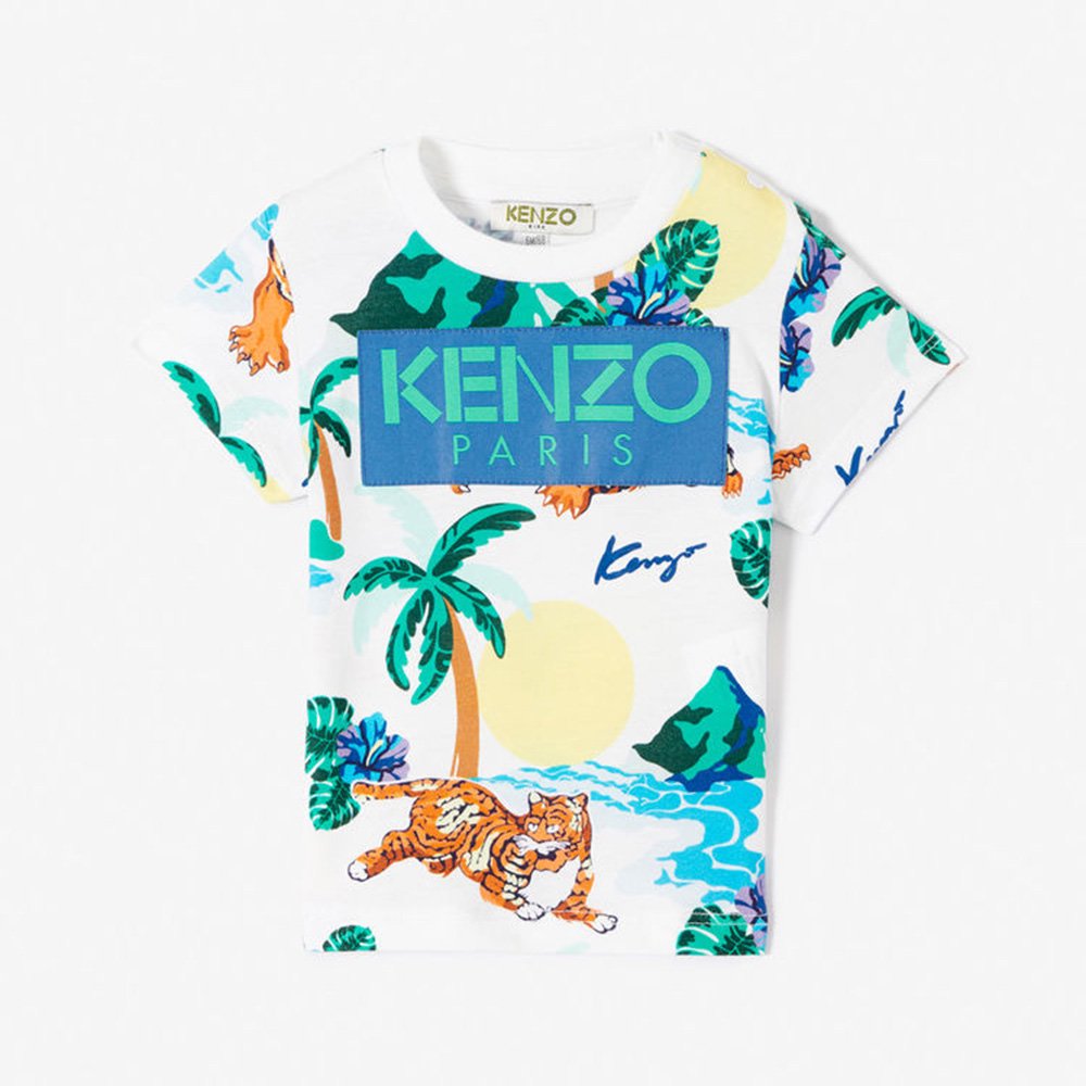 SALE60%OFF】KENZO FARLEY OPTIC WHITE ケンゾー ロゴ入り柄Tシャツ