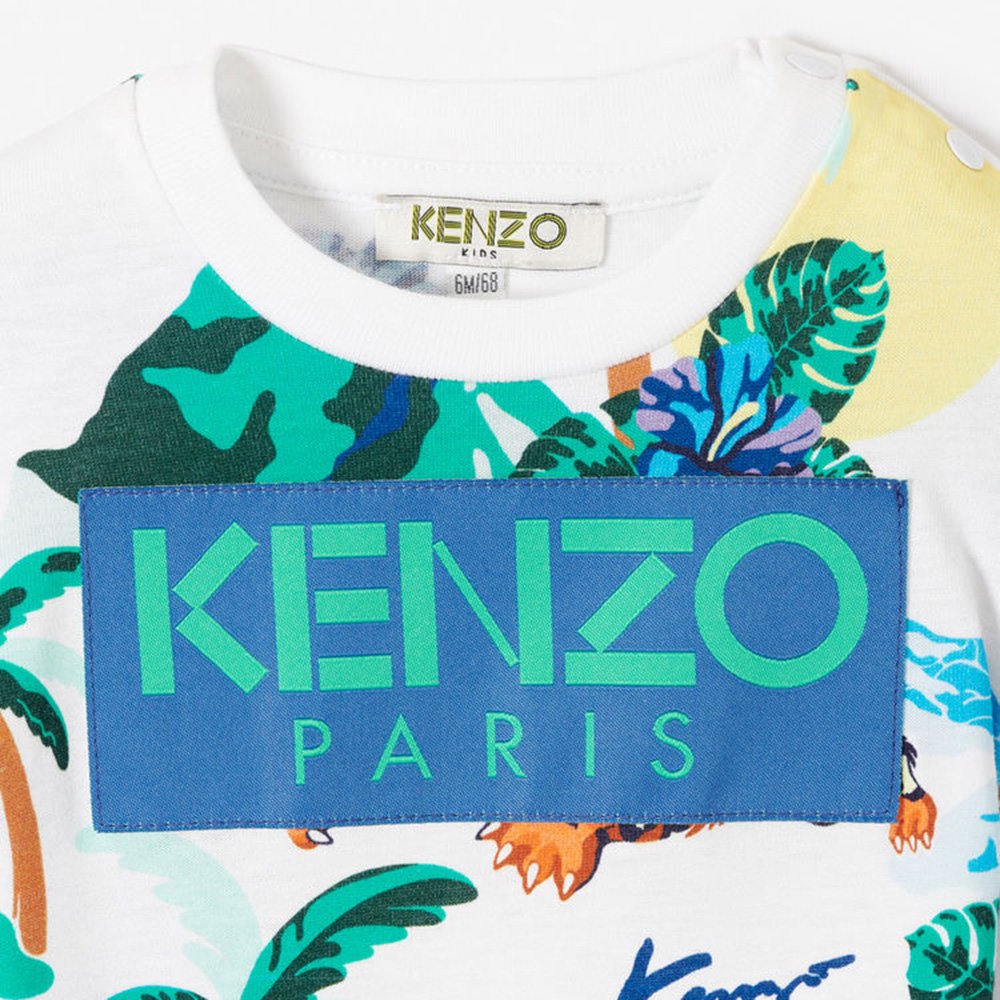 【SALE30%OFF】KENZO FARLEY OPTIC WHITE ケンゾー ロゴ入り柄Tシャツ（ホワイト） - インポート 輸入 ベビー服  子供服 出産祝い 通販 | vivid LIFE