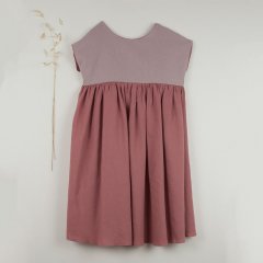 【SALE40%OFF】Popelin Red clay-coloured reversible yolk dress dusty pink ポペリン リバーシブル半袖ワンピース（ダスティピンク）