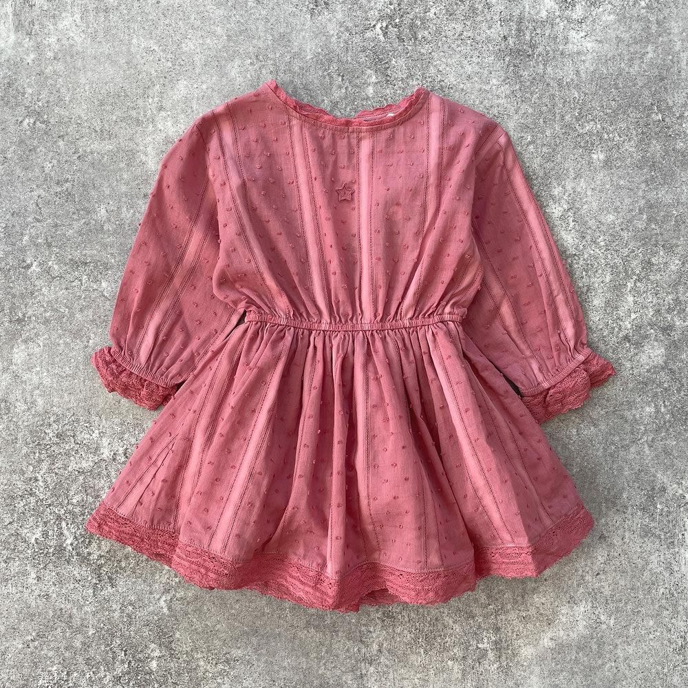 tocoto vintage Plumeti lace dress PINK トコトヴィンテージ 長袖レースドレス（ピンク）