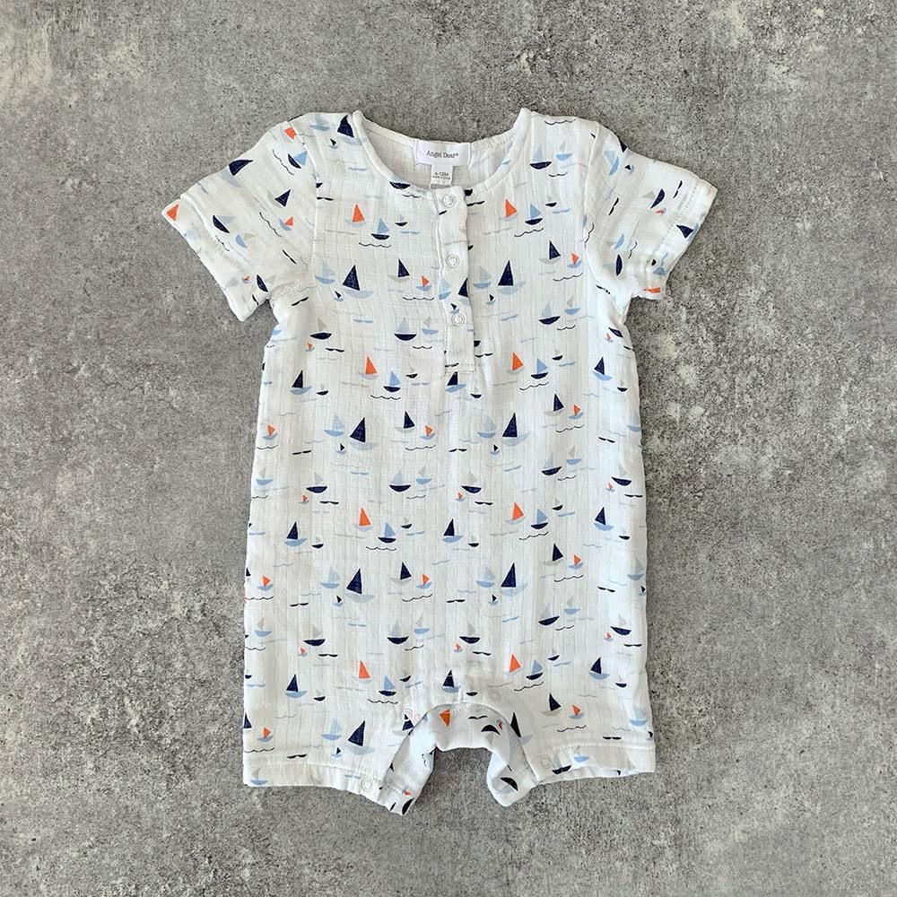 Angel Dear HENLEY SHORTALL SAIL BOATS エンジェル ディア 半袖ロンパース（セイルボート）