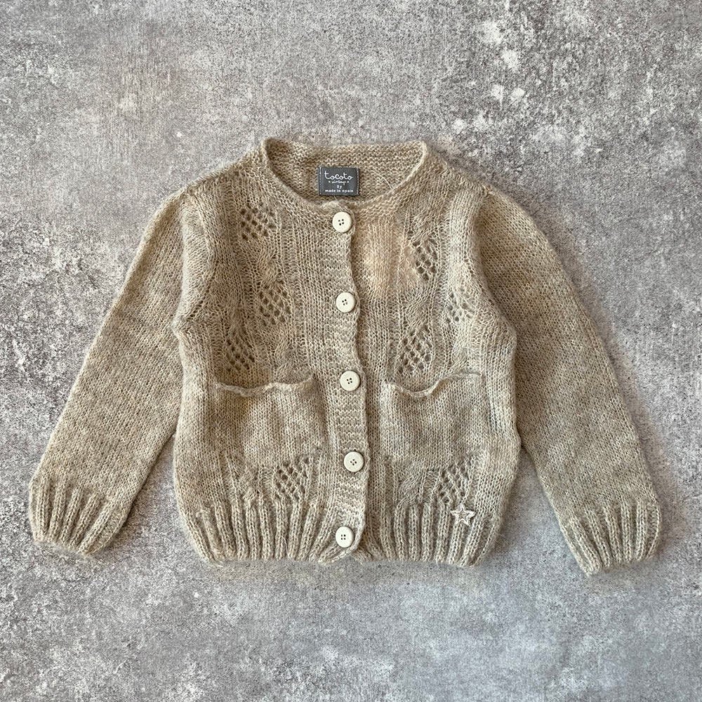 【SALE40%OFF】tocoto vintage Baby Open-work ribbed knit cardigan BEIGE  カットワークニットカーディガン（ベージュ） - インポート 輸入 ベビー服 子供服 出産祝い 通販 | vivid LIFE