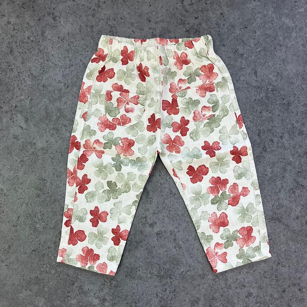 Play Up Linen trousers with front pocket Botany DANDELION プレイアップ 花柄ロングパンツ（ダンデライオン）