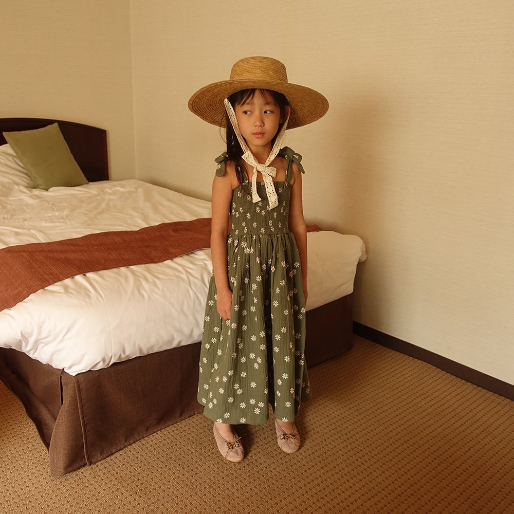 【SALE40%OFF】Rylee + Cru daisy ivy smocked dress fern ライリーアンドクルー  デイジープリントスモックドワンピース（ファーン） - インポート 輸入 ベビー服 子供服 出産祝い 通販 | vivid LIFE