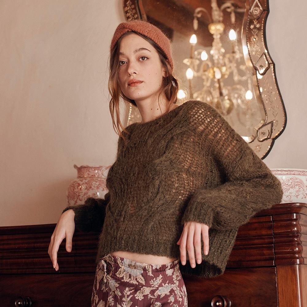 Louise Misha Jumper Divya Khaki ルイーズミーシャ 長袖ニット（カーキ）