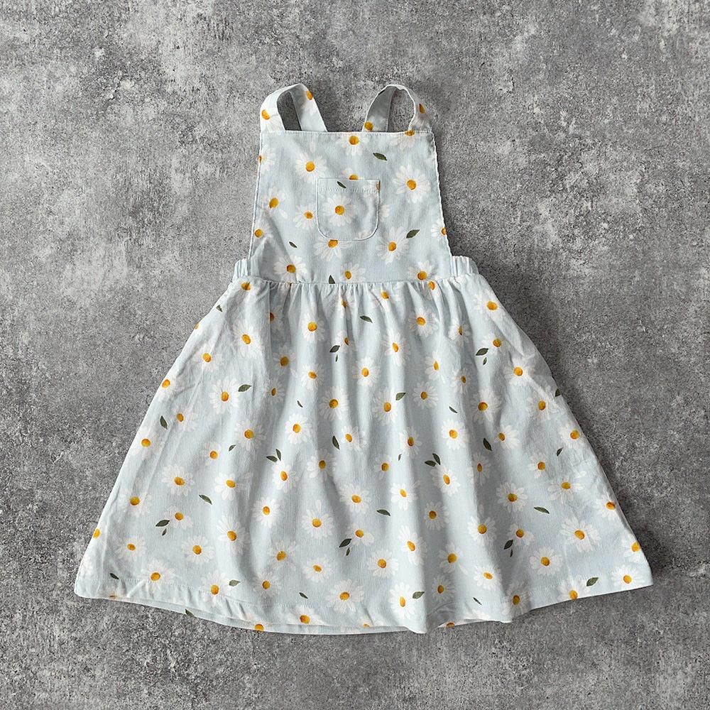 Angel Dear Daisy Corduroy Overall Dress Grey エンジェル ディア デイジー柄コーデュロイノースリーブワンピース（グレー）