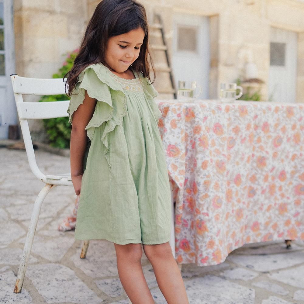 Louise Misha Baby DRESS MARTINE OLIVE ルイーズミーシャ フリル袖ワンピース（オリーブ）