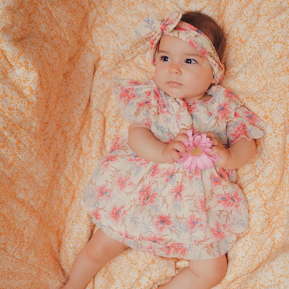 Louise Misha Baby DRESS SILOÉ RASPBERRY FLOWERS ルイーズミーシャ 半袖ワンピース（ラズベリーフラワー）