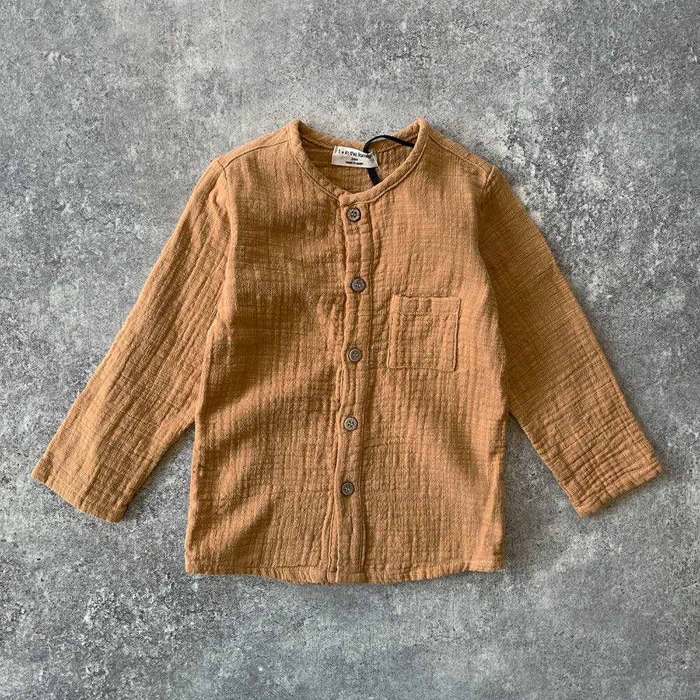 SALE40%OFF】1 + in the family CUSTO biscuit ワンモア イン ザ ファミリー ノーカラー長袖シャツ（ビスケット）  - インポート 輸入 ベビー服 子供服 出産祝い 通販 | vivid LIFE