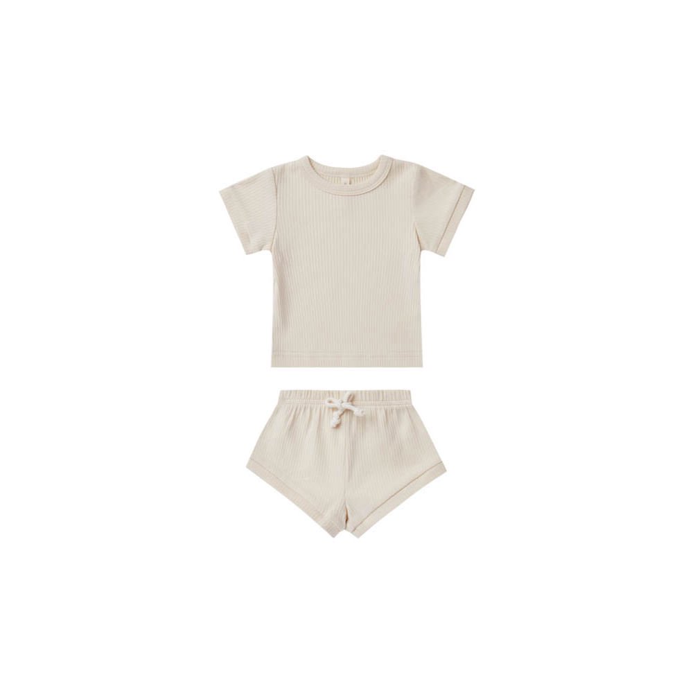 SALE30%OFF】Quincy Mae ribbed shortie set natural クインシー メイ