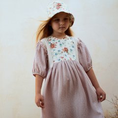 Popelin Mod.31.1 Pink organic dress with side panels ポペリン サイドパネル5分袖ワンピース（ピンク）