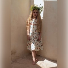 【SALE20%OFF】Popelin Mod.33.4 Floral dress with frilled collar ポペリン フリルカラーロングワンピース（フローラル）