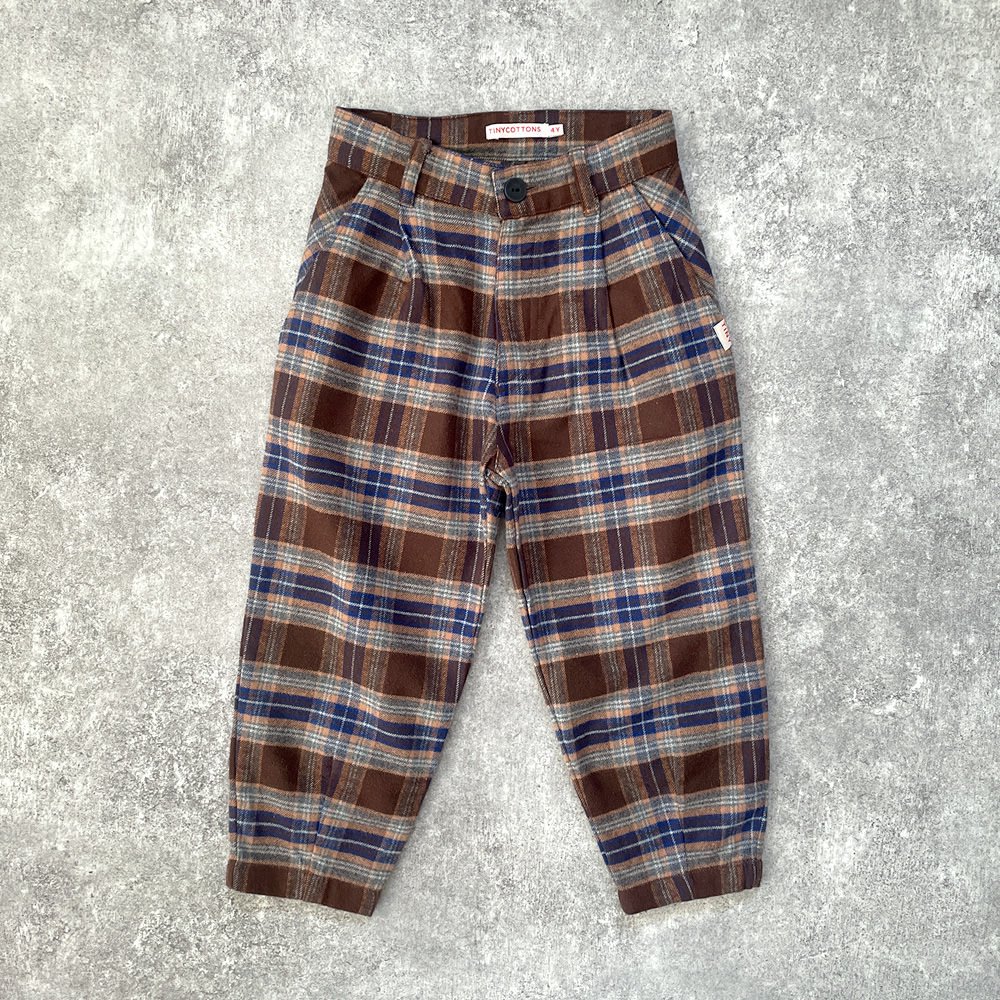 SALE20%OFF】tinycottons CHECK PLEATED PANT mustard タイニー