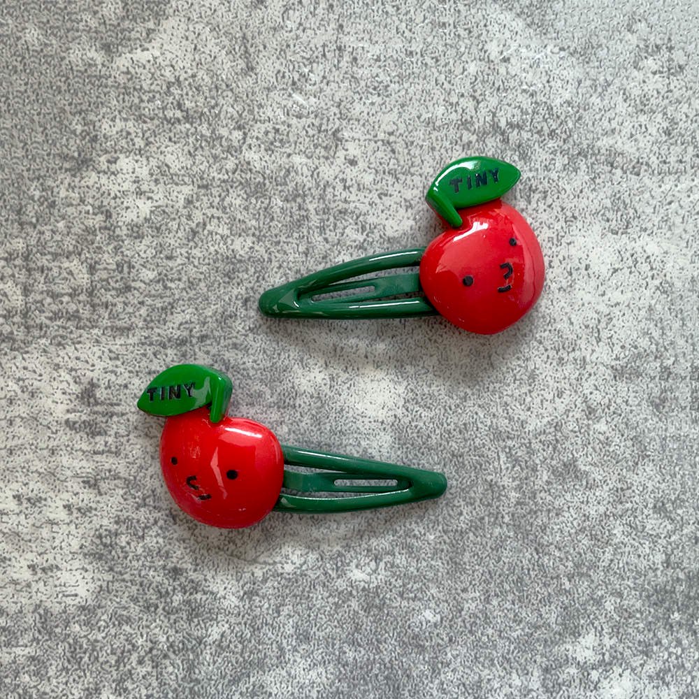 SALE30%OFF】tinycottons APPLES HAIR CLIPS SET deep red タイニー