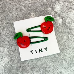 tinycottons APPLES HAIR CLIPS SET deep red タイニーコットンズ アップル ヘアクリップセット（ディープレッド）