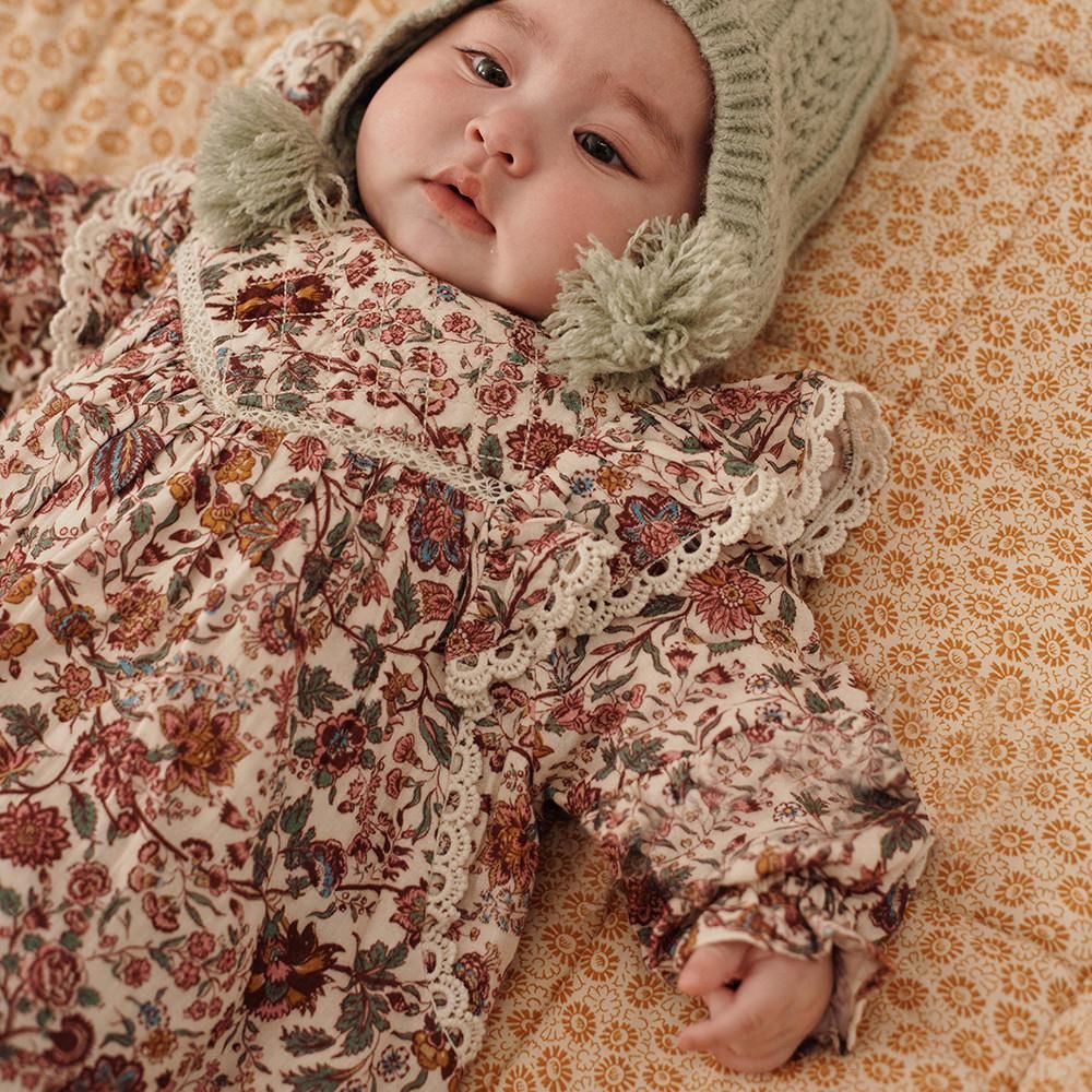 Louise Misha Baby Dress Lara Cream Savage Garden ルイーズミーシャ 長袖ワンピース（クリームサベイジガーデン）