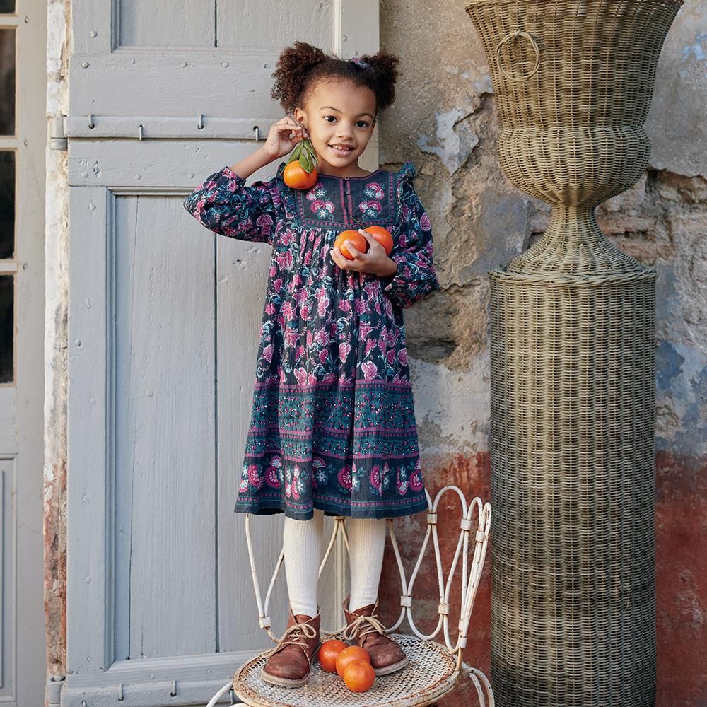 Louise Misha Dress Zira Charcoal Wild
Flowers ルイーズミーシャ 長袖刺繍ワンピース（チャコールワイルドフラワーズ）