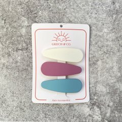 Grech & Co. MATTE CLIPS SET OF 3 Dove White, Mauve Rose, Sky Blue グレックアンドコー ヘアクリップ3点セット（151）