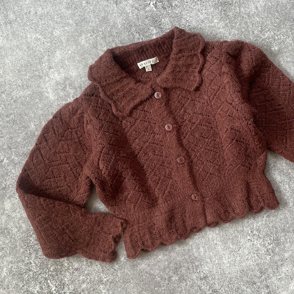 Noralee POINTELLE CARDIGAN WINE ノラリー ポインテール長袖カーディガン（ワイン）