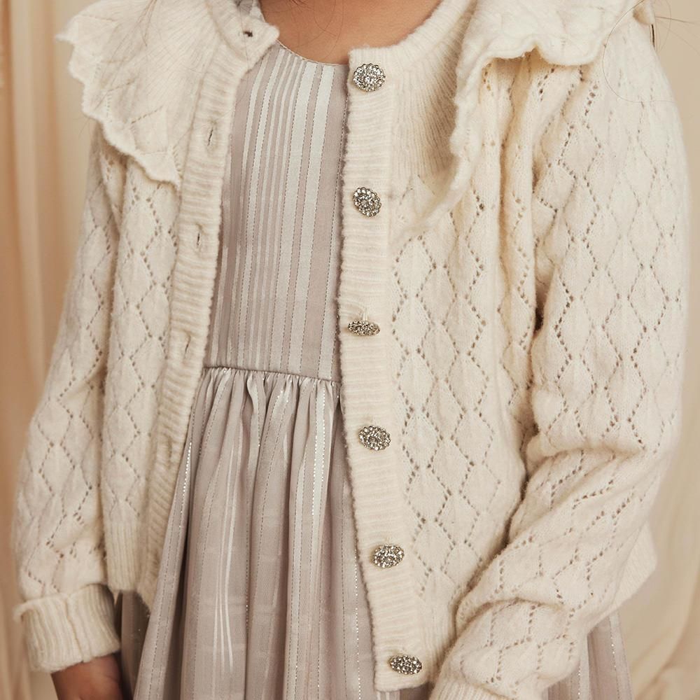 Noralee RUE CARDIGAN NATURAL ノラリー フリル長袖カーディガン（ナチュラル）