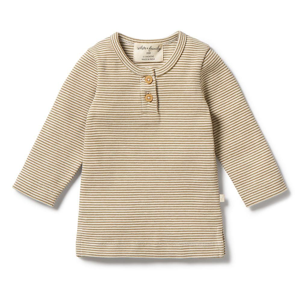 Wilson and Frenchy Organic Stripe Rib Henley Top Leaf  オーガニックストライプリブ長袖カットソー（リーフ）