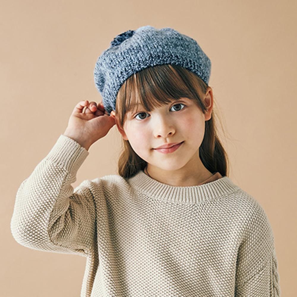 CA4LA & KIDS KIDS BONBON カシラ アンド キッズ ボンボン付ベレー帽（ネイビー）