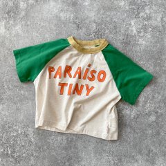【SALE20%OFF】tinycottons PARAISO TINY COLOR BLOCK TEE light cream heather/pine green 半袖Tシャツ（クリームグリーン）
