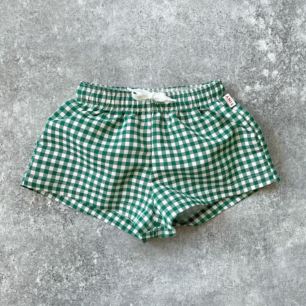 tinycottons CHECK TRUNKS light cream/pine green タイニーコットンズ チェックトランクス（クリーム/グリーン）