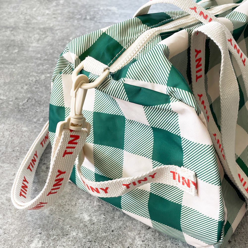 tinycottons CHECK DUFFEL light cream/pine green タイニーコットンズ